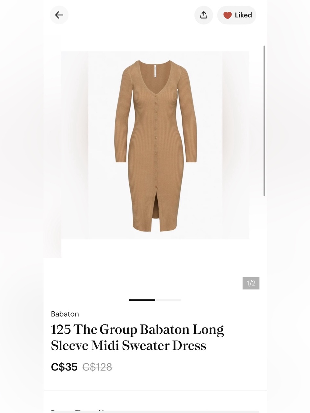 The Group Babaton Tan Long Sleeve Midi Sweater Dress L - Picture 3 of 6
